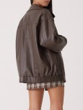Lapel PU Leather Jacket Coats HHMY-M3566