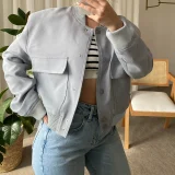 Plus Size Single Breasted Solid Color Long Sleeve Jacket GHHE-24594