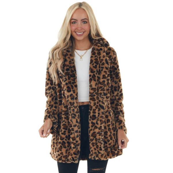 Plus Size Rabbit Fur Leopard Print Loose Plush Coats HHMY-9092