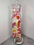 Plus Size Print Sling Backless Maxi Dress GHHE-29241
