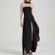 Plus Size Solid Color Split Tube Top Maxi Dress GHHE-29653