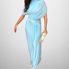 Plus Size Solid Color Ruched Maxi Dress GHHE-29496