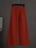 Plus Size Knits Solid Color Wide Leg Two Piece Pants Set FSXF-F760