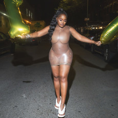 Sleeveless See Through Mini Dress GDSF-Q25DS454