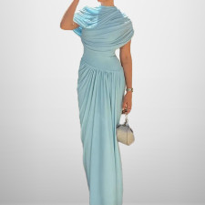Plus Size Solid Color Ruched Maxi Dress GHHE-29496