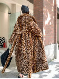 Plus Size Faux fur Leopard-Print Rabbit Fur Extra-Long Coat HHMY-PO1022