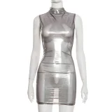 Sleeveless See Through Mini Dress GDSF-Q25DS454