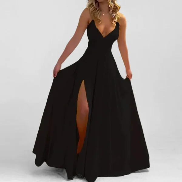 Plus Size Deep V Neck Split Maxi Dress GHHE-29249