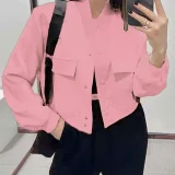 Plus Size Single Breasted Solid Color Long Sleeve Jacket GHHE-24594