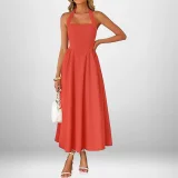 Plus Size Solid Color Halterneck Maxi Dress GHHE-29325