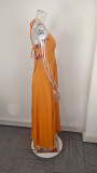 Plus Size Deep V Neck Split Maxi Dress GHHE-29249