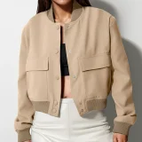 Plus Size Single Breasted Solid Color Long Sleeve Jacket GHHE-24594