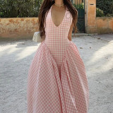 Plus Size V Neck Press Pleated Maxi Dress GHHE-28863