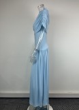 Plus Size Solid Color Ruched Maxi Dress GHHE-29496