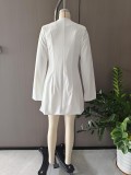 Plus Size Solid Color Single Breasted Mini Dress GHHE-29888
