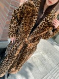 Plus Size Faux fur Leopard-Print Rabbit Fur Extra-Long Coat HHMY-PO1022
