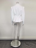 Plus Size Tie Up Loose V Neck Coats GHHE-29782