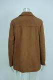 Plus Size Retro Loose Pocket Suede Long-Sleeve Blazer GHHE-28647