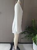 Plus Size Solid Color Single Breasted Mini Dress GHHE-29888