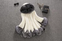 Plus Size White Rabbit Fur Hooded Coat HHMY-XF-腰带豹纹超长