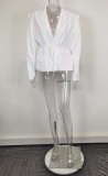 Plus Size Tie Up Loose V Neck Coats GHHE-29782
