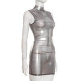 Sleeveless See Through Mini Dress GDSF-Q25DS454