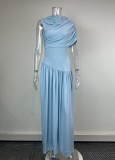Plus Size Solid Color Ruched Maxi Dress GHHE-29496
