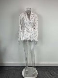 Plus Size Long Sleeve Print Tie Up Coats GHHE-29783
