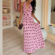 Plus Size V Neck Polka Dot Print Maxi Dress GHHE-29699