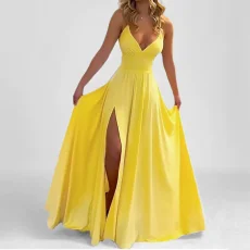 Plus Size Deep V Neck Split Maxi Dress GHHE-29249