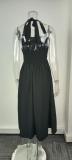 Plus Size Solid Color Halterneck Maxi Dress GHHE-29325