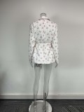 Plus Size Long Sleeve Print Tie Up Coats GHHE-29783