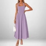Plus Size Solid Color Halterneck Maxi Dress GHHE-29325