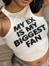 Sleeveless Letter Print Tank Tops GFCF-1618