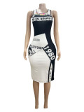 Letter Print Sleeveless Bodycon Dress GFCF-1215