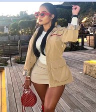 Fashion Letter Print Trench Coat GFCF-1260