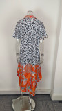 Plus Size V Neck Print Loose Maxi Dress GHHE-29304
