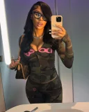 Fashion Print Letter Hooded Long Sleeve Coat + Printed Skinny Pants Set GKYS-2646