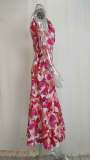 Plus Size Slash Neck Print Sling Fishtail Dress GHHE-23172