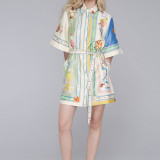 Plus Size Short Sleeve Color Block Mini Dress GHHE-29130