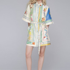 Plus Size Short Sleeve Color Block Mini Dress GHHE-29130