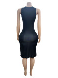 Letter Print Sleeveless Bodycon Dress GFCF-1215