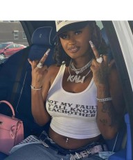 Letter Print Sleeveless Tank Tops GFCF-1099