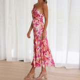 Plus Size Slash Neck Print Sling Fishtail Dress GHHE-23172