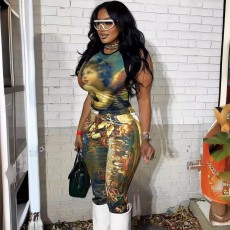 Vintage Oil Pained Two Piece Pants Set GFCF-1249