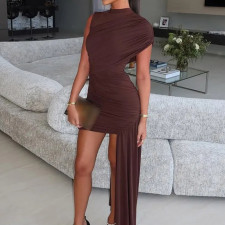 Plus Size Solid Color Sleeveless Two Piece Skirts Set GHHE-29397