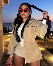 Fashion Letter Print Trench Coat GFCF-1260