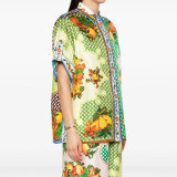 Plus Size Color-Block Print Top And Wide-Leg Pants Two-Piece Set GHHE-28065