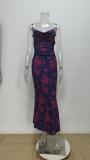 Plus Size Sexy Print Slim Sling Maxi Dress GHHE-28023