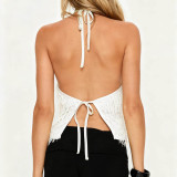 Fur Sequin Halterneck Sleeveless Tank Tops GOLB-SU4256